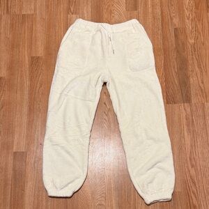 Cozy White Fuzzy Joggers